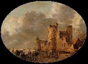 Jan van Goyen Skaters in front of a Medieval Castle oil painting on canvas